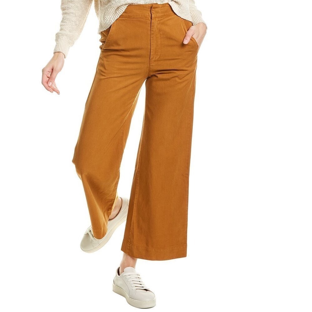 LACAUSA James Trousers Rust Orange Wide Leg Pants LA20192 Size 2